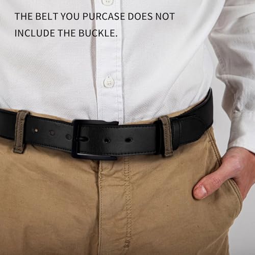 1-1/2" (38mm) Leather Belt Without Buckle Snap On Belt Strap for Interchangeable Buckles3