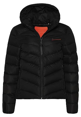 Superdry COAT HOODED MICROFIBRE PADDED JKT Black 16 Femme, Noir, 44