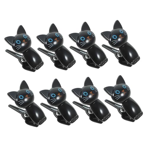 DOITOOL 8pcs Potato Chips Bag Clips Cat Clips Snack Bag Clips Bag Chip Clips Cat Seal Food Cute Kitchen Cat Potato Chip Bag Clips Cat Pet Airtight Cat Bag Cute Cat Cute Bag Plastic Black