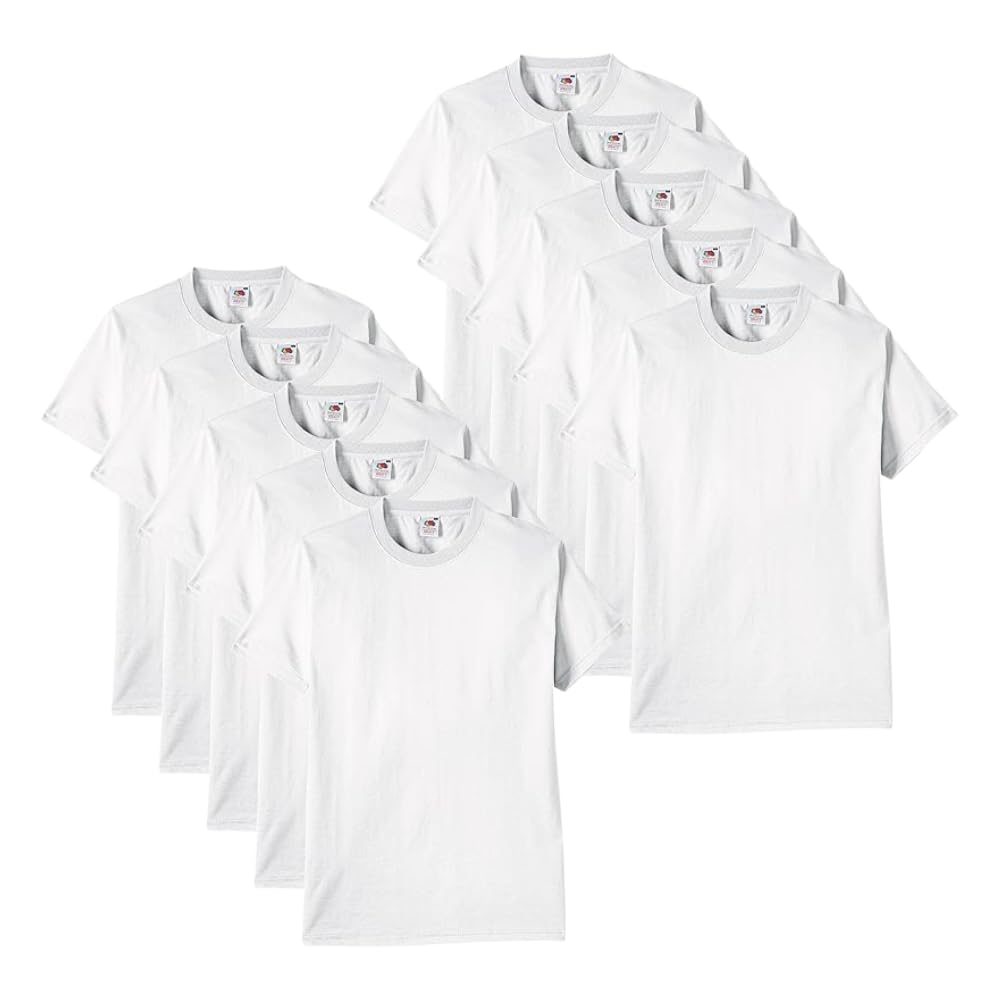 Generico Magliette Uomo Manica Corta 100% Cotone - Pacco da 10 T-Shirt Girocollo - Ideali per Stampa, Personalizzazione ed Uso Quotidiano