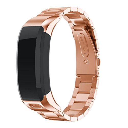 Zolimx Sólido Acero Inoxidable Accesorios Reloj Banda Correa Bandas Metálicas para Garmin Vivosmart HR (Oro Rosa)