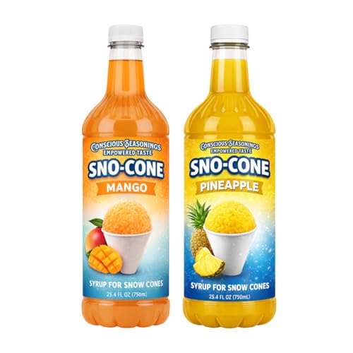 Conscious Seasonings Sno - Cone Syrup - 2 Flavors | Mango, Pineapple | 25.4 Fl Oz ea