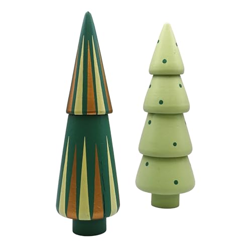 Logbuch-Verlag Holzbaum 18,5 cm im 2er Set – Moderne Weihnachtsdeko...