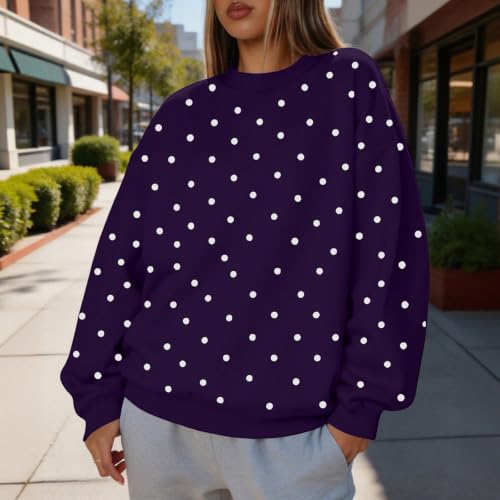 Oversized Crewneck Sweatshirt Women Cozy Fleece Long Sleeve Pullover Tops - image 3