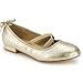 RF ROOM OF FASHION Mary Jane Ballerinas – Schleife Decor Akzent – extra Innensohle Kissen – Kätzchen niedriger Absatz Komfort Freizeitschuh, Aus gealtertem Gold, 37 EU