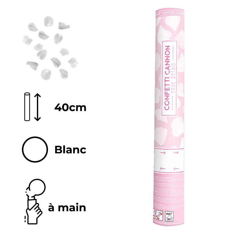 Lot 6 Canons à Pétales De Rose 40 Cm - Confettis Mariage Blanc & Rose Élégant