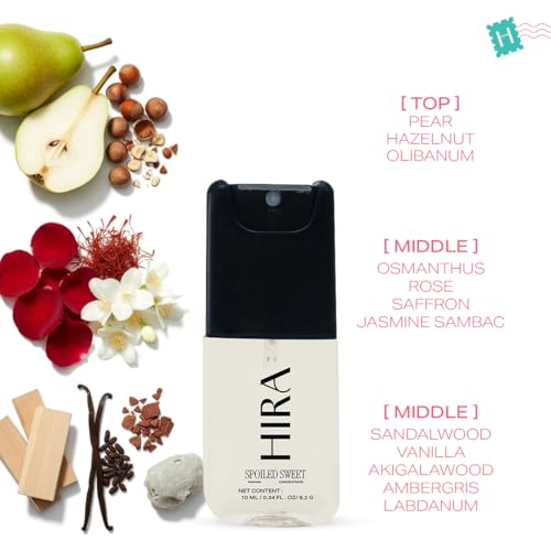 Image of HIRA Spoiled Sweet Perfume for Women 10 ml | Sweet, Fruity Pear, Hazelnut & Vanilla Eau De Parfum for Date Nights & Everyday Wear | Long Lasting Perfumes | Skin Friendly | Gift for Woman