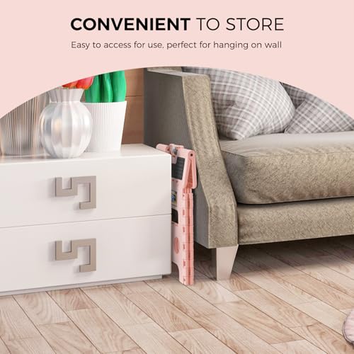 Image of ACKO Folding Step Stool 13 inch Height Premium Heavy Duty Foldable Step Stools for Adults and Kids, Kitchen Plastic Small Collapsible Stepping Stool Hold Up to 300 LB Dot Pink (1 Pack)