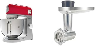Kenwood kMix KMX750RD - Robot de Cocina, 1000 W, Bol 5 l con Asa, Incluye: Gancho Amasar, Batidora Varillas, Batidora K, Color Rojo + Kenwood KAX950ME - Accesorio picador de carne