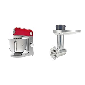 Kenwood kMix KMX750RD - Robot de Cocina, 1000 W, Bol 5 l con Asa, Incluye: Gancho Amasar, Batidora Varillas, Batidora K, Color Rojo + Kenwood KAX950ME - Accesorio picador de carne