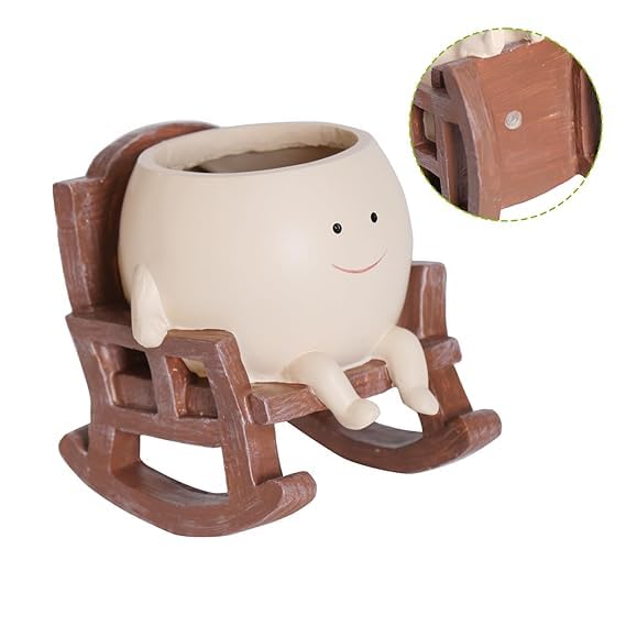 Image of Unique Chair Flower Pots | Cute Succulent Planters in Vintage Design, Indoor & Outdoor Plant Holders | No Plants or Floral Included (Resin Rocking Succulent Pot)