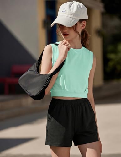 Image of Arshiner Girls 2 Piece Short Sets Sleeveless Tops and Shorts with Pockets | Round Neck Waist Elastic Sport Clothing Outfits Perfect for Spring Summer