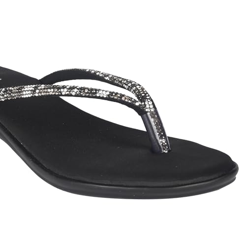 Image of Feel it Women Casual One Toe Flats Sandal, Women's Flat Slip on Embellished Ethnic Sandals Slippers for Party & Wedding