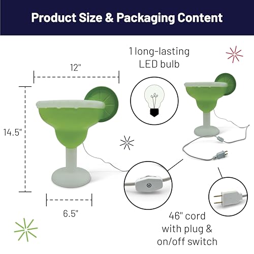 Image of 14.5-Inch Lighted Margarita Novelty Blow Mold Light - Retro Decor with Fun LED Lights for Indoor Use - Quirky Lamp for Kitchen or Party Display