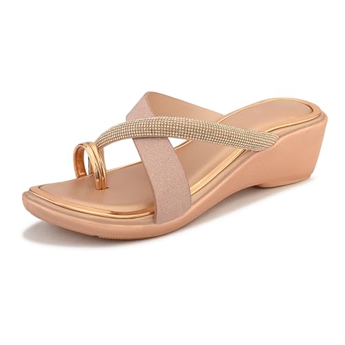 Image of Centrino Women's Wedge Heel Sandals | Stylish Slip-On Sandals for Ladies | Soft Cushioned Footbed for Comfort | Elegant & Trendy Design | Lightweight and Durable Fashion Footwear (9410)
