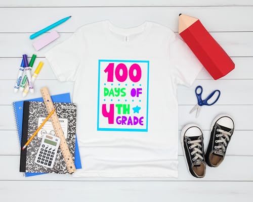 100 Days of Fourth Grade #2 Kids Shirts, Youth Small - Youth X-Large, Girls, Colorful, Wear On The 100th Day of School3