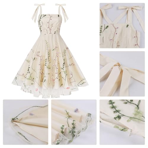 Image of Women's Tie Strap Tulle Prom Dresses Sweetheart Flower Embroidery Dress Short Formal Party Mini Homecoming Dresses