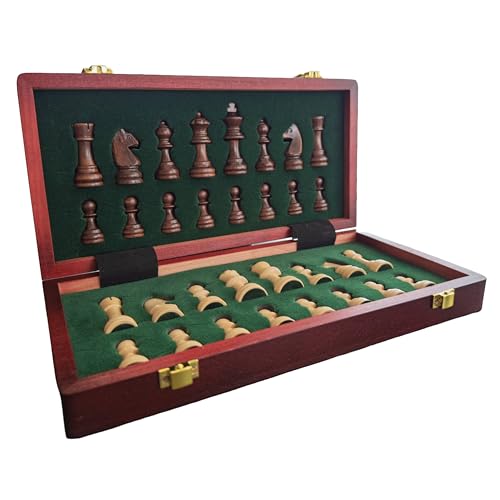 Magnetic Chess Set – Folding Wooden Chess Board with Storage – Portable Chess Game for Home or Travel (10 inch)