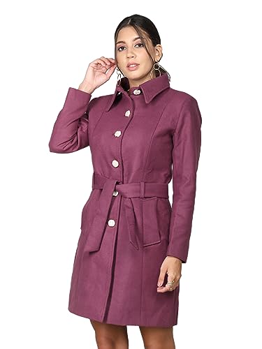 Image of CHKOKKO Women Chic Winter Coat Single Breasted | Knee Length Design with Buttoned Closure and Practical Front Side Pockets for Stylish and Comfortable Wear
