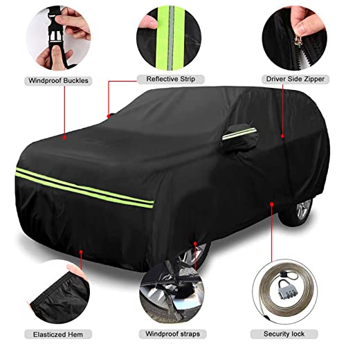 Image of Waterproof Car Covers Replace for 2017-2025 VW Tiguan LWB, 6 Layers All Weather Custom-fit Car Cover with Zipper Door & Windproof Bands for Snow Rain Dust Hail Protection (Tiguan LWB)