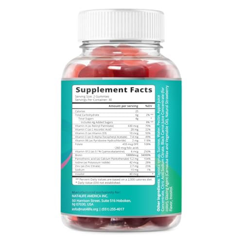 BeLive Biotin Gummies with MultiVitamins, Folate, Inositol – Supports Hair Growth, Healthy Skin & Nails – Vegan, Pectin Based – Strawberry Flavor (1) - Image 3