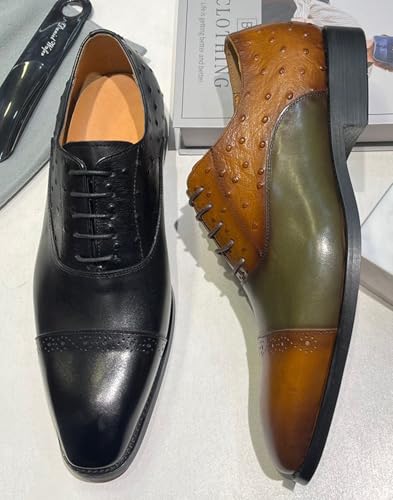 Santimon Men’s Dress Shoes Formal Oxfords - Fashion Comfotable Genuine Leather Cap Toe Derby for Weddings, Business Casual3