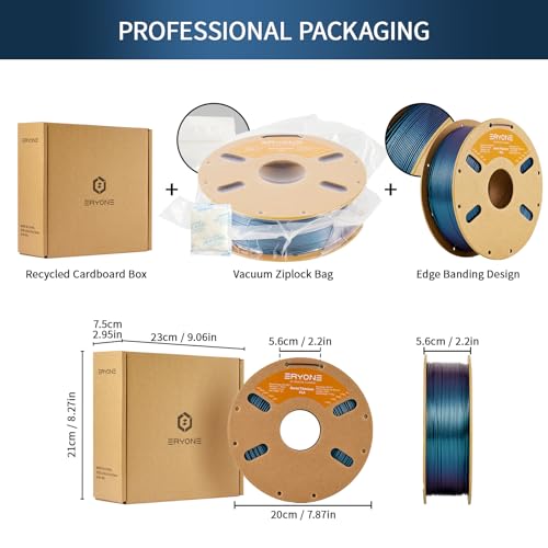 Image of ERYONE Burnt Titanium PLA Filament 3D Printer PLA Filament 1.75mm + /- 0.03mm, Glitter PLA Filament 1KG Cardboard Spool(2.2LBS), Blue