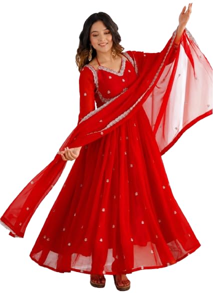 luxoya trendz Fashion Basket Women's Embroidered Anarkali Gown-picture-25