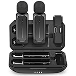 2 Pcs Wireless Lavalier Microphone for iPhone iPad Android with Charging Case 7H Clip on Lapel Microphone Wireless for Video Recording Vlogging, YouTube, Interview, 3 Mode Denoise, 70ft