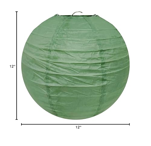 Image of 12 Inch Sage Green Paper Lanterns Party Decorations, Hanging Paper Lanterns for Rustic Party Bridal Shower Wedding Birthday Party Supplies(Set of 5, Sage Green)