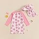 Baby Badeanzug mit Sonnenhut Langarm UV Schutz Badebekleidung Für Baby-Mädchen Reißverschluss Strand Schwimmanzug (Rosa, 18-24 Months)