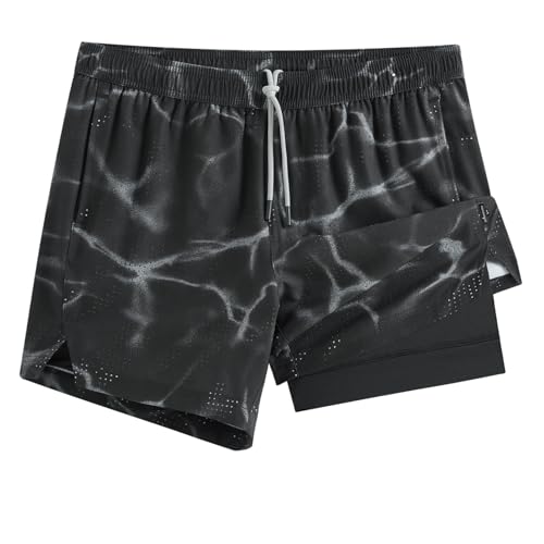 Image of maamgic Mens Running Shorts with Compression Liner 5 inch Quick Dry Workout Shorts Anti-Chafe Gym Shorts 2 in 1 Athletic Shorts