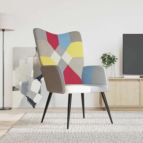 Tonture Relaxsessel Patchwork Stoff, Mehrfarbig, Modernes Design für Wohnzimmer, Schlafzimmer, Gemütlicher Lounge Sessel, Robuster Stahlrahmen, Bequemer Lesesessel für Erwachsene