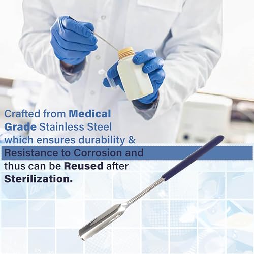A2Z Lab Scoop Stainless Steel Spatula with Comfort Grip Handle, Micro Sampling Scoop Mixing Spoon Laboratory Measuring Spoon for Powders Gel Cap Filler -Essential Lab Supplies - 6