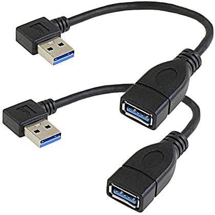 USB Extension Cable, VILICONTY 2 Pack 90 and 270 Degree Angled USB 3.0 Type A Male to Female Extension Cord (2 Pack, 90 + 270 Degree)