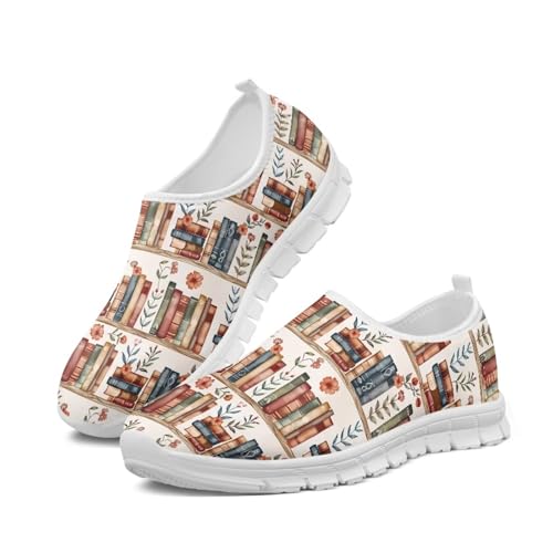 Howilath Books Print Women's Loafers & Slip-on Running Sneakers Casual Shoes Hands Free Shoes