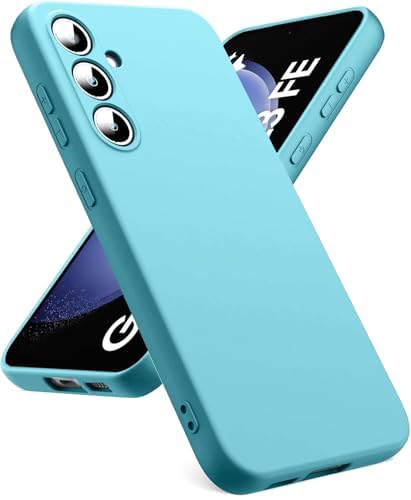 Image of Elzzi Microfiber Candy Case for Samsung S23 FE 5G Smooth Touch Cushion Liquid Soft Silicone Gel Rubber Phone Cases Non-Slip Full Body Protective Shockproof Back Cover - Mint