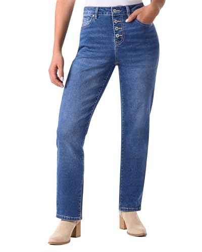 luvamia Straight Leg Jeans for Women High Waisted Trendy Button Fly Trouser Jeans Stretchy Denim Pants with Pockets - Main Image
