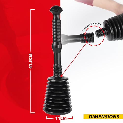 Image of DEKTON Master Plunger - Large | Master Plunger Use to Unblock Kitchen Sinks, Waste Disposal Units, Showers| Heavy-Duty Rubber Cup| Extra-Long Handle for Superior Leverage| Effortlessly Clears Clogs