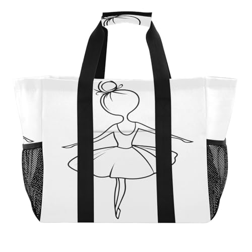 Nander Girl Dancing Ballet Reusable Grocery Bags,Large Grocery Tote Bag Water Resistant Shopping Bags Foldable Grocery Bag for Clothes,Shoes and Picnic