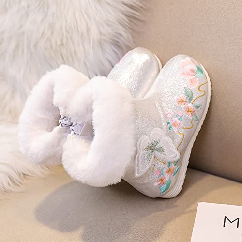 Breathable Boots 3 to 13 Years Girls Shoes Butterfly Embroidered Warm Cotton Boots Embroidered Boots National Boots3