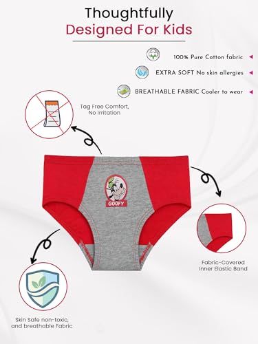 Image of BODYCARE Kids Mickey Printed Boys Ultrasoft Brief Underwear 100% Cotton Multicolor Soft Comfortable | Skin Friendly | Innerwear Pack of 6 (Color & Print May Vary)