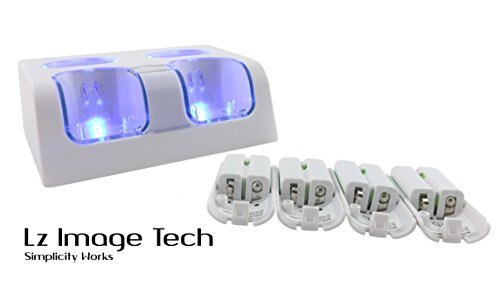 LZ Charging Dock + 4 x Battery for Nitendo Wii Remotes - White