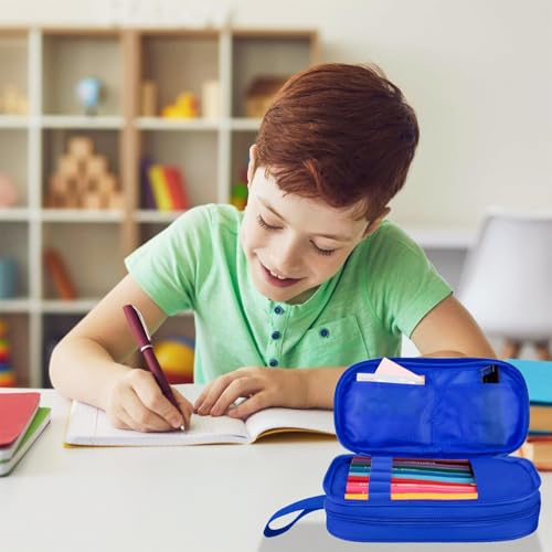 Image of TILYTADLY Large Pencil Case for Boys - Soccer Boys Pencil Pouch with Zipper Compartments - Big Capacity Pen Box Pen Bag Organizer with Keychain for Kids Teens School