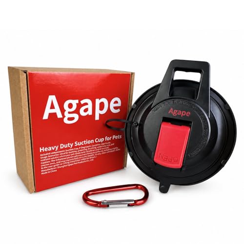 Image of Agape Heavy Duty Dog Bath Suction Cup with Grooming Restraint Leash | Powerful Reusable Pet Bath Holder and Tub Loop Anchor for Dog & Cat Shower, Trimming, Blowing and Grooming
