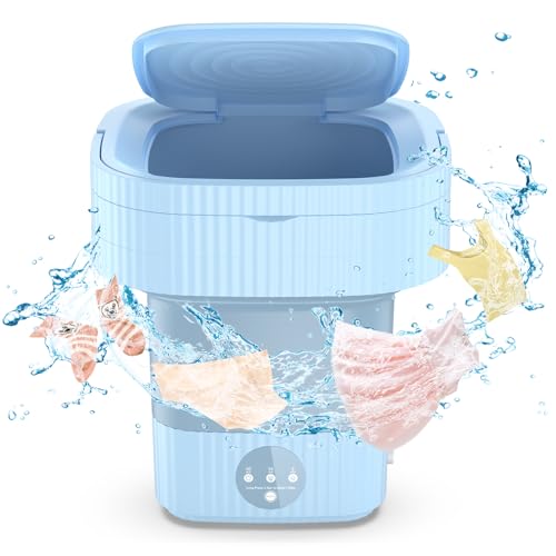 Mini lavadora, Tina de Lavandería Plegable de 10L, Lavadora Pequeña para Ropa de Bebé, Ropa Interior o Artículos Pequeños, Dormitorio, Camping, Lavandería de Viaje RV- Elección de Regalo, Azul