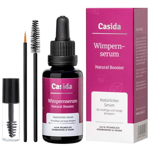 CASIDA ® Wimpernserum ohne Hormone Natural Booster - 30 ml Flasche - fördert das Wachstum Ihrer Wimpern und Augenbrauen - natürliches Wimpernserum - für unwiderstehlich schöne Augen