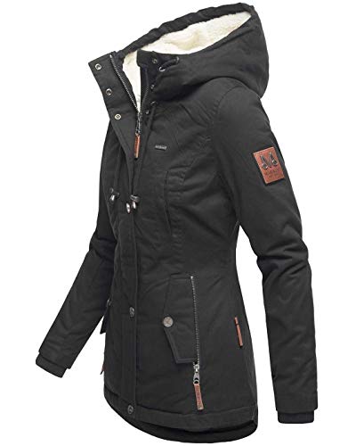 MARIKOO-warme-Damen-Winter-Jacke-Teddyfell-gefuetterte-Winterjacke-B802