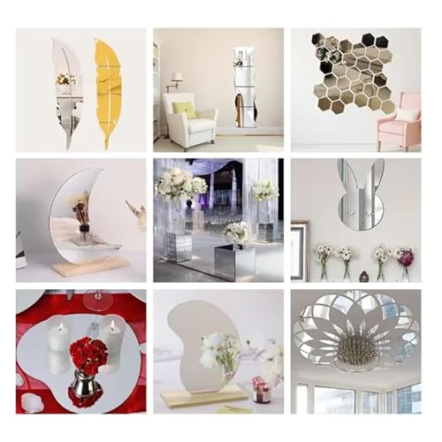 Image of 2 Pcs 12 x16 Inch Acrylic Mirror Sheet, 1 /8 Inch Thick Opaque Glossy Mirror, Plexiglass Mirror Sheets with Protective Film, Rigid Mirror Acrylic Sheets for Sawing, DIY, Laser Cutting and Engraving