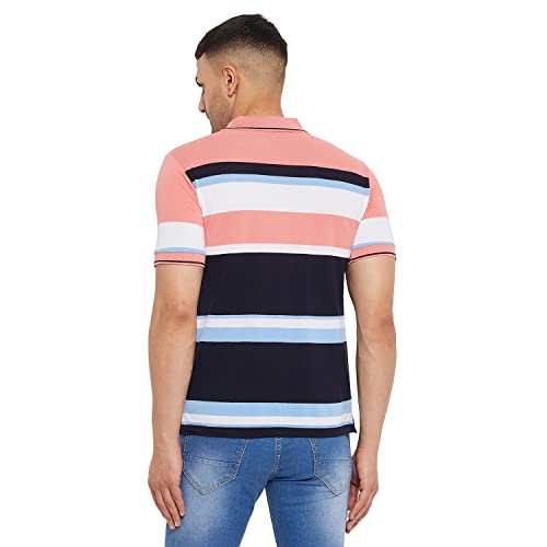 Image of First Krush Men's Half Sleeve Polo Neck Striper T-shirt-RSFPKTS-01